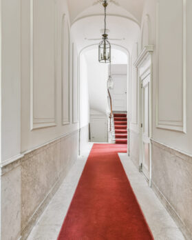 Designed in a minimalistic style long corridor