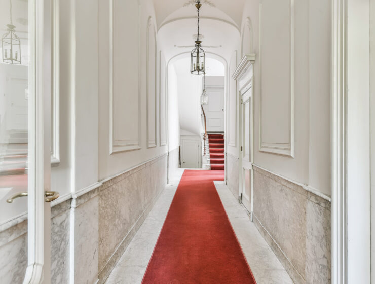 Designed in a minimalistic style long corridor